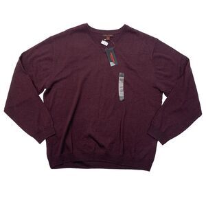 Linea Uomo Wool Blend Sweater Mens 2XL XXL Maroon Knit Classic Fit V Neck New